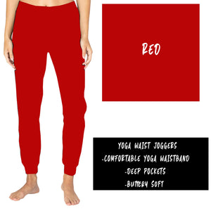 SOLID CHERRY RED YOGA WAIST JOGGERS (ADULTS/KIDS)