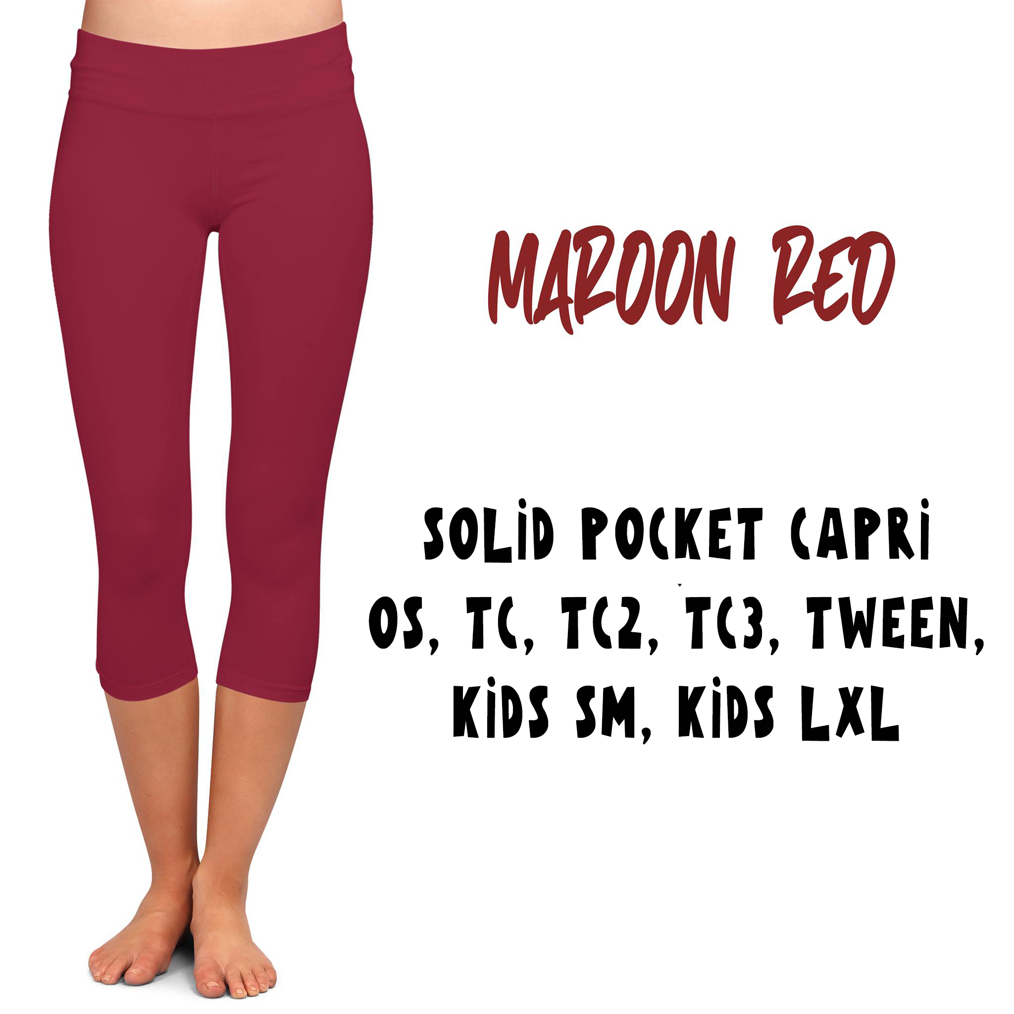 SPC RUN-MAROON- POCKET CAPRI- 2 OPTIONS