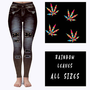 LEGGING JEAN RUN-RAINBOW LEAVES (ACTIVE BACK POCKETS)