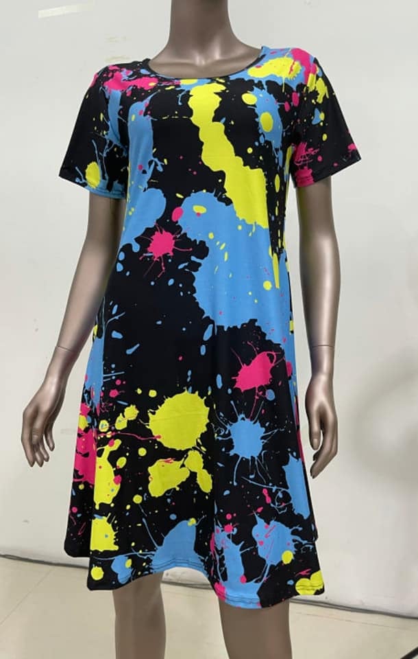 PAINT SPLATTER POCKET DRESS