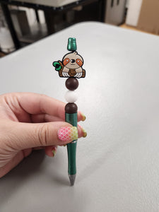 Sloth Silicone Beaded Pen or Keychain