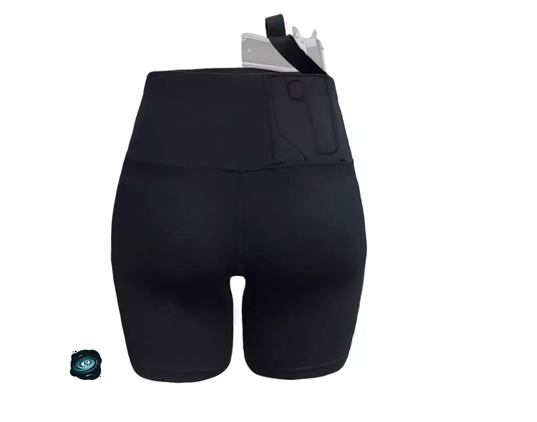 CONCEAL CARRY RUN- SOLID BLACK BIKER SHORTS