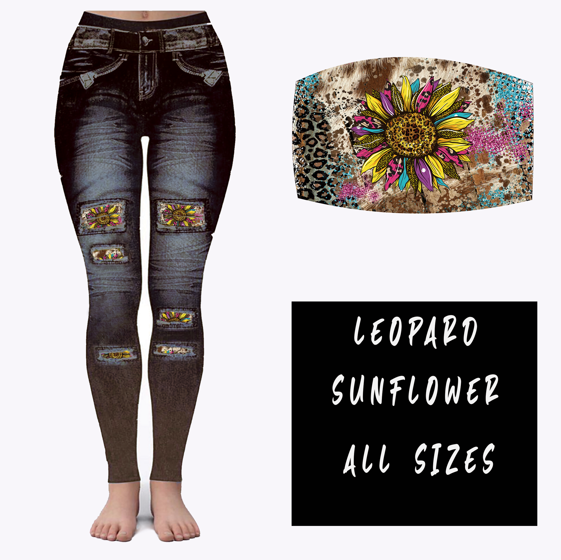 LEGGING JEAN RUN-LEOPARD SUNFLOWER (ACTIVE BACK POCKETS)