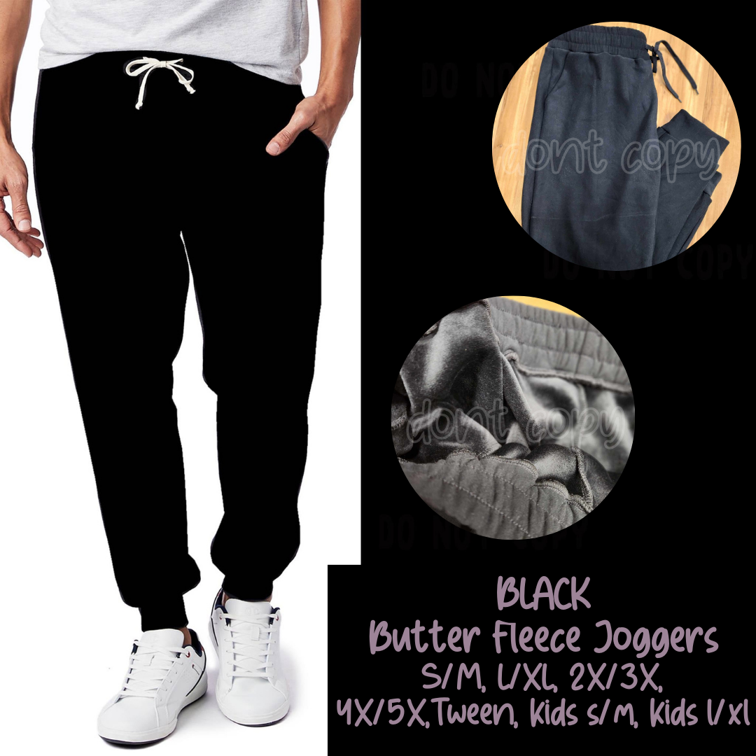 SOLID BLACK - BUTTER FLEECE LINED UNISEX JOGGERS