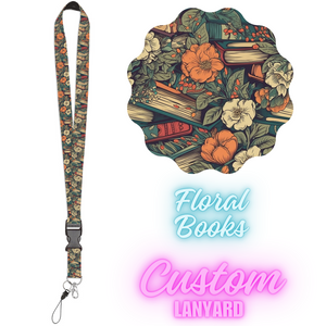 CUSTOM LANYARDS-FLORAL BOOKS