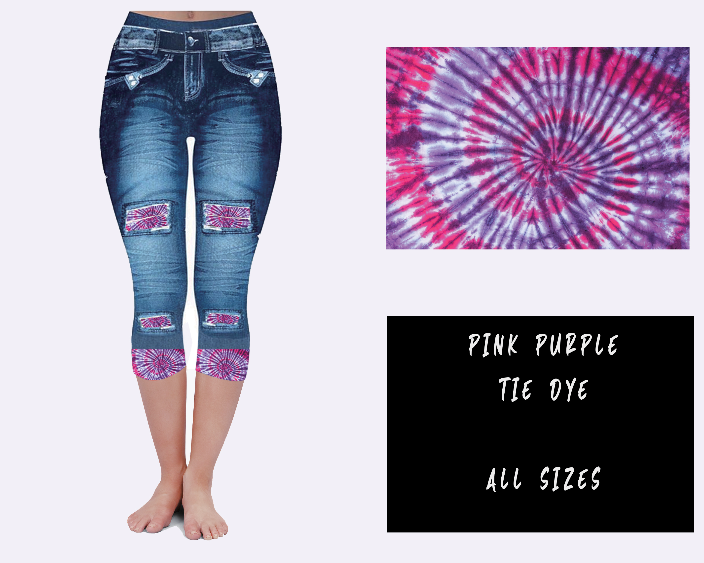 LEGGING JEAN RUN-PINK PURPLE TIE DYE (ACTIVE BACK POCKETS)