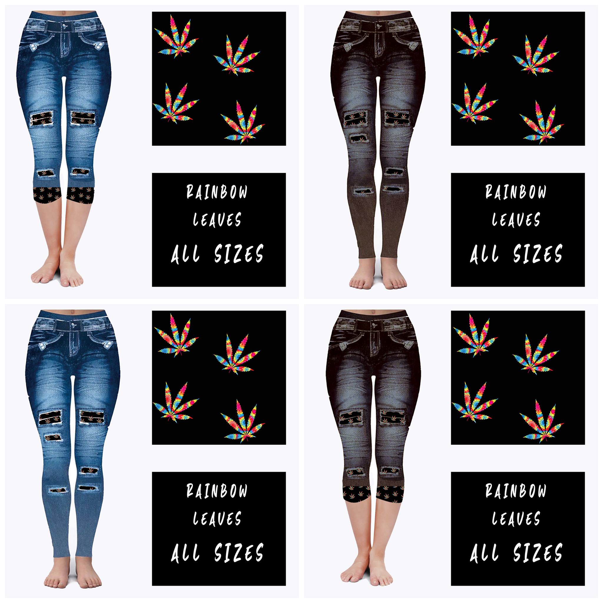 LEGGING JEAN RUN-RAINBOW LEAVES (ACTIVE BACK POCKETS)