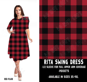 RITA SWING DRESS RUN-RED PLAID