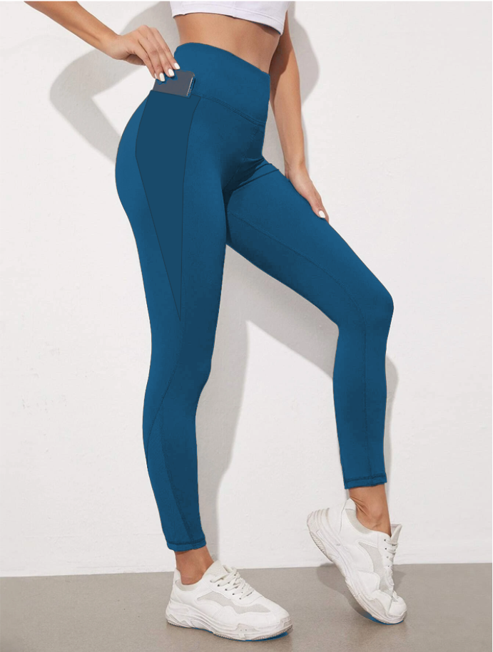 SOLID RUN-TEAL PANEL POCKET LEGGING