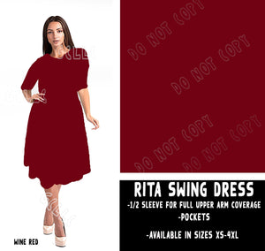 RITA SWING DRESS RUN-WINE RED